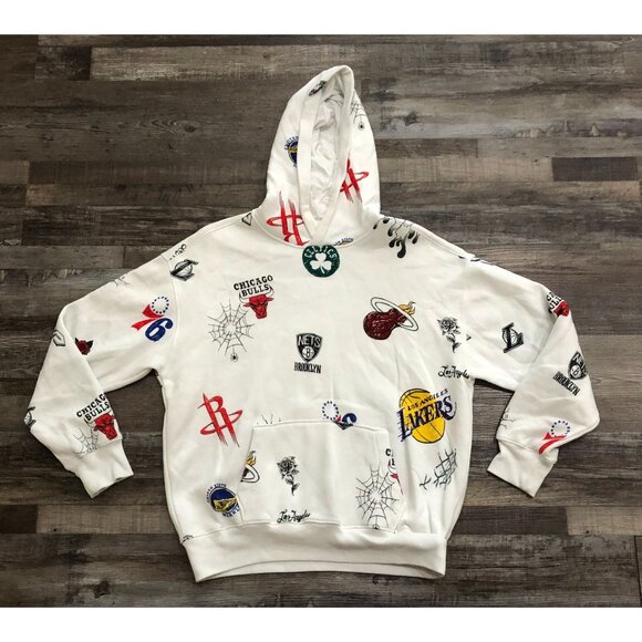 Hollister NBA Team Graphic AOP All Over Print Hoodie Sweatshirt Mens Medium - Picture 1 of 5